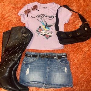 Ed hardy baby tee crop top purple